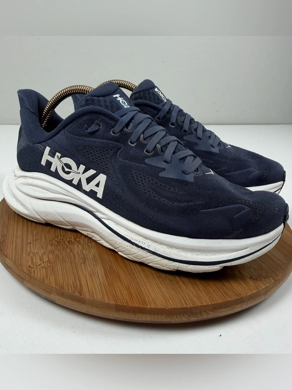Hoka Clifton 10 Navy and White Cushioned Running Sneakers
